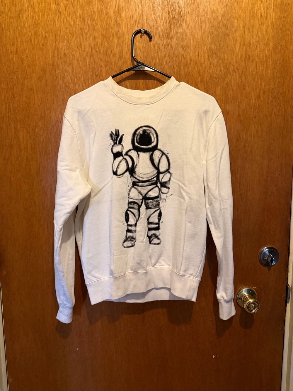 Billionaire Boys Club White Crewneck with Black Astronaut Graphic